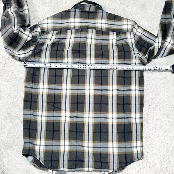 Carhartt Flannel Button Down Shirt Men M Green Original Heavyweight Madras Plaid - Picture 4 of 7